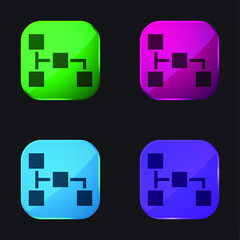 Obraz premium Block Scheme four color glass button icon