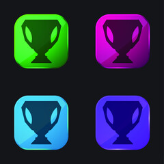  In Black Version four color glass button icon