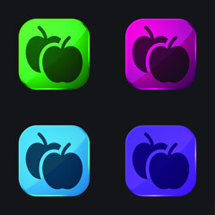 Apples four color glass button icon