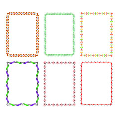 Decorative frames. Retro ornamental frame, vintage rectangle ornaments and ornate border. Decorative wedding frames, antique museum picture borders or deco devider. Isolated icons vector set