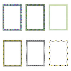 Decorative frames. Retro ornamental frame, vintage rectangle ornaments and ornate border. Decorative wedding frames, antique museum picture borders or deco devider. Isolated icons vector set
