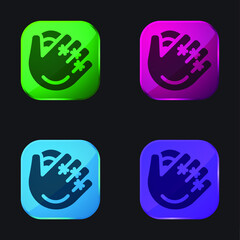 Baseball Glove four color glass button icon