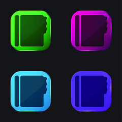 Address Book Black Shape four color glass button icon
