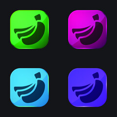 Bananas four color glass button icon