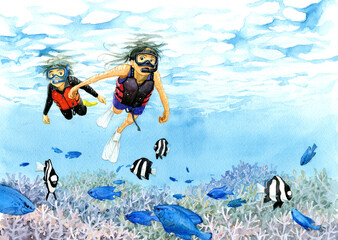 Two children enjoying snorkeling
