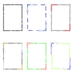 Decorative frames. Retro ornamental frame, vintage rectangle ornaments and ornate border. Decorative wedding frames, antique museum picture borders or deco devider. Isolated icons vector set
