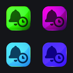 Alarm four color glass button icon