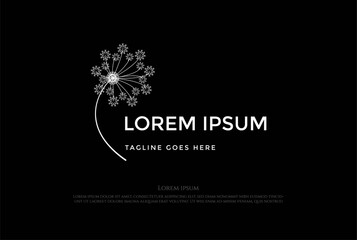 Beauty Dandelion Flower Logo Design Vector