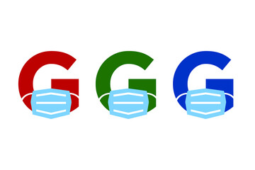 Letter G use face mask. Very suitable in campaign for health fighting coronavirus. Also for icon, symbol, logo and many more.