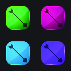 Arrow four color glass button icon