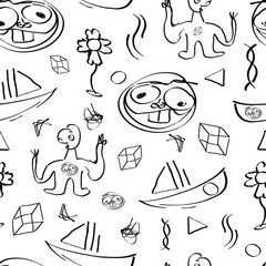  12 year old's doodles fun troll meme seamless pattern