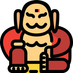 smiling buddha color outline icon