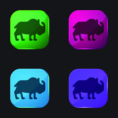 Bison four color glass button icon
