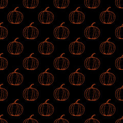 Seamless pattern with pumpkins