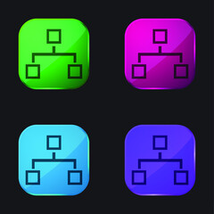 Blocks Scheme Graphic four color glass button icon