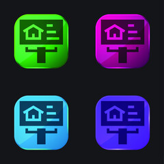 Billboard four color glass button icon