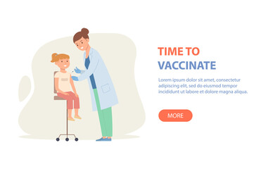 Time to vaccinate banner - doctor vaccinates the child