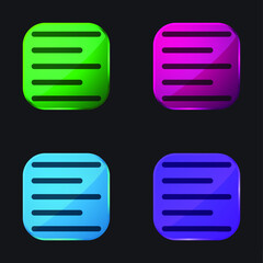 Align Left four color glass button icon