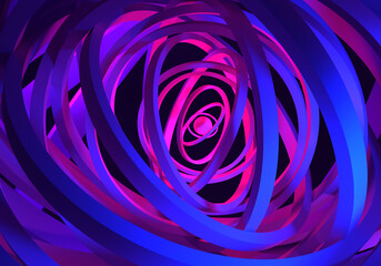 Tunnel background. Neon background made up of rings. Abstract rings lead to distance. Purple rings...