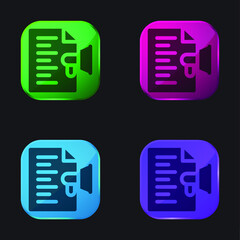 Advertising four color glass button icon