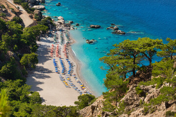 View of the famous Apella beach on the east coast of the Greek island of Karpathos in the Dodecanese archipelago