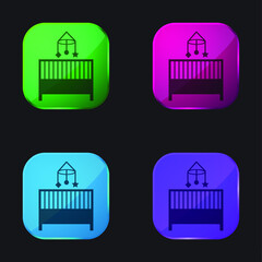 Naklejka premium Baby Crib Bedroom Furniture four color glass button icon
