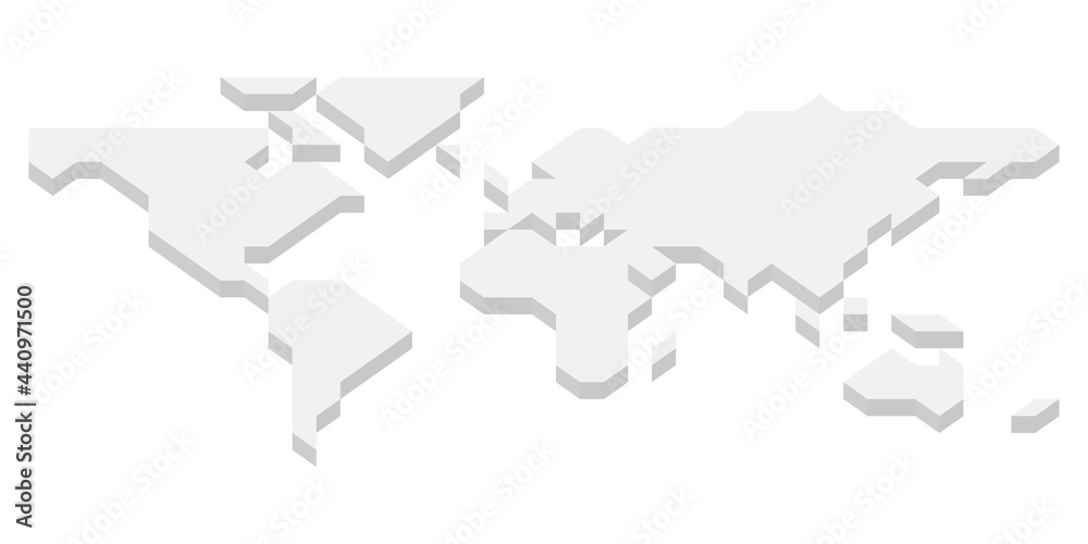 Wall mural 3d grey isometric map of world. simplified vector illustration - Wall murals