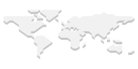 3D grey isometric map of World. Simplified vector illustration