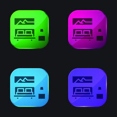 Obraz premium Bedroom four color glass button icon