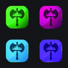 Axe City four color glass button icon