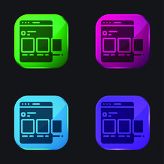 Ads four color glass button icon