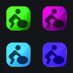 Baby four color glass button icon