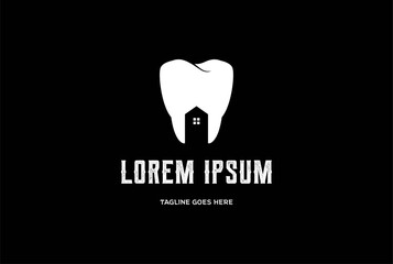 Dental Tooth with House for Clinic Healthcare Logo Design Vector