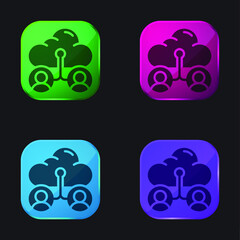 Accounts four color glass button icon