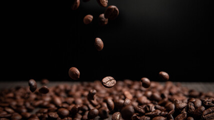 This is a picture of coffee beans. taken in dark tones