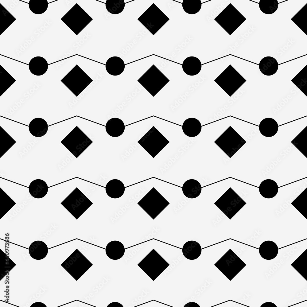 Poster rhombuses and circles seamless pattern. vector simple shapes ornament.
