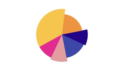 Pie charts animation. percent circle round infographic. Grow or success profit diagram concept. Available in 4K FullHD and HD video