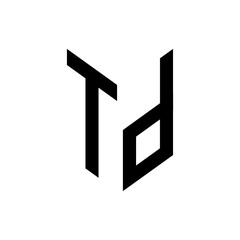 initial letters monogram logo black TD
