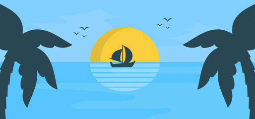 Summer banner template vector illustration for social media
