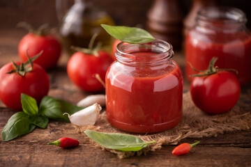 Home made tomato sauce in a jar