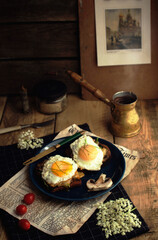 breakfast sandwich scrambled eggs coffee in turk comfort