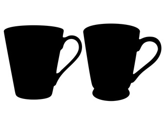 Large mugs for tea and coffee. Vector image.