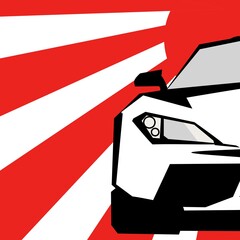 Japanese jdm car vector image illustration isolated in red moon background