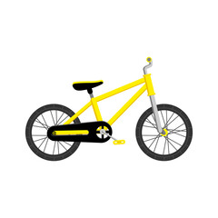 Yellow bike. Bicycle, two-wheeled bicycle icon. Vector flat isolated object on a white background.