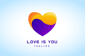 elegant orange purple love gradient logo