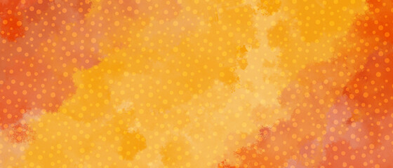 Abstract ombre warm color and dots background. Autumn gradient digital banner. Orange yellow digital wallpaper.