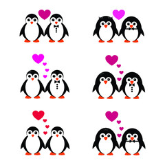 Penguin icons set  flat design illustration