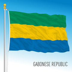 Gabon official national flag, african country, vector illustration