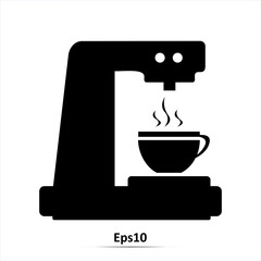 Coffee maker black icon. Vector illustration