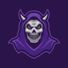 Death Skeleton Devil Mascot Character Logo Template